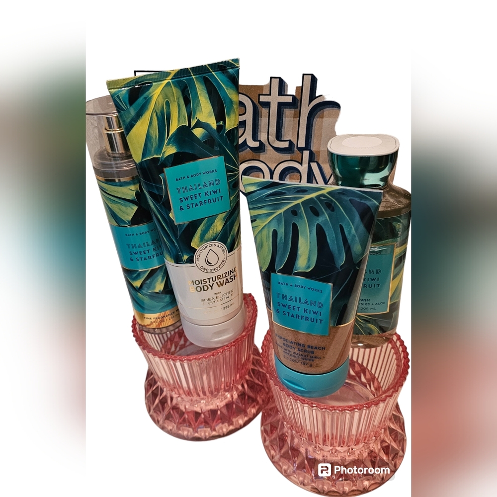 N.I.PACKAGING  THAILAND KIWI & STARFRUIT 4 PIECE B.&B.W.S. BODY CARE SET